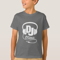 Le DJ votre blanc de nom sur le bleu badine le