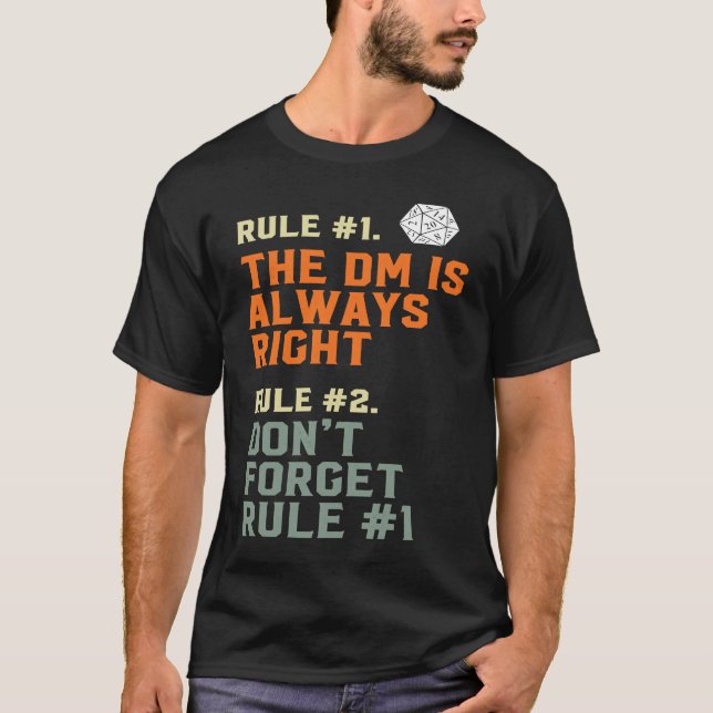 T-shirt Le DM a toujours raison D20 règles principales de  (Devant)