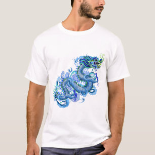 T-shirt Le dragon bleu avec de l'eau éclabousse