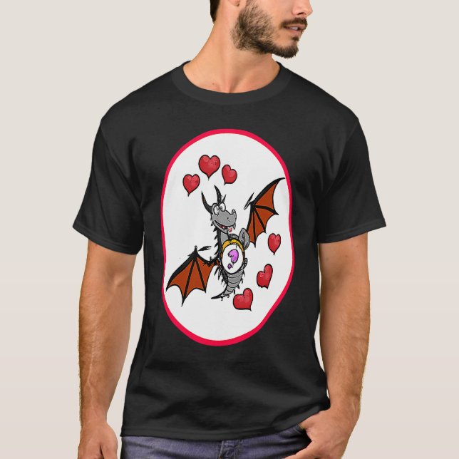 T-shirt Le dragon de coeur de la Saint Valentin (Devant)