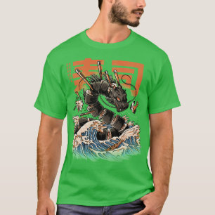T-shirt Le dragon de sushi noir