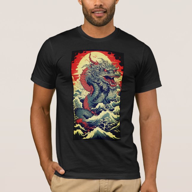 T-SHIRT LE DRAGON ENTRE DANS LE STYLE ASIATIQUE YOGA MOTIV (Devant)