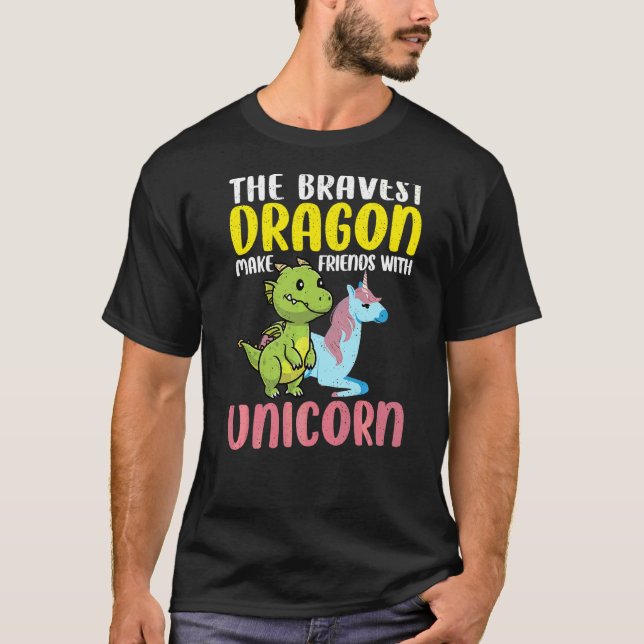 T-shirt Le Dragon le plus courageux Unicorn Créature magiq (Devant)