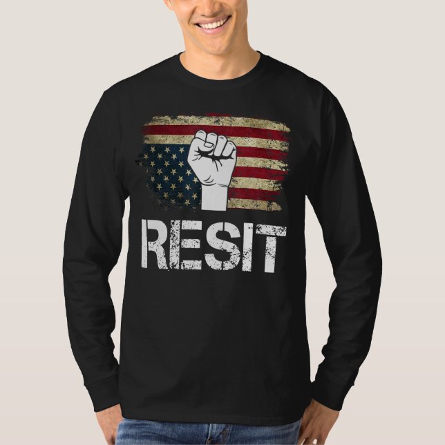 T-shirt Le drapeau américain contre l'établissement (Devant)
