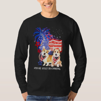 T-shirt Le Drapeau Américain Corgi 4 juillet Patrioti