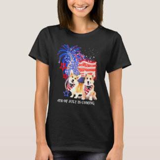 T-shirt Le Drapeau Américain Corgi 4 juillet Patrioti