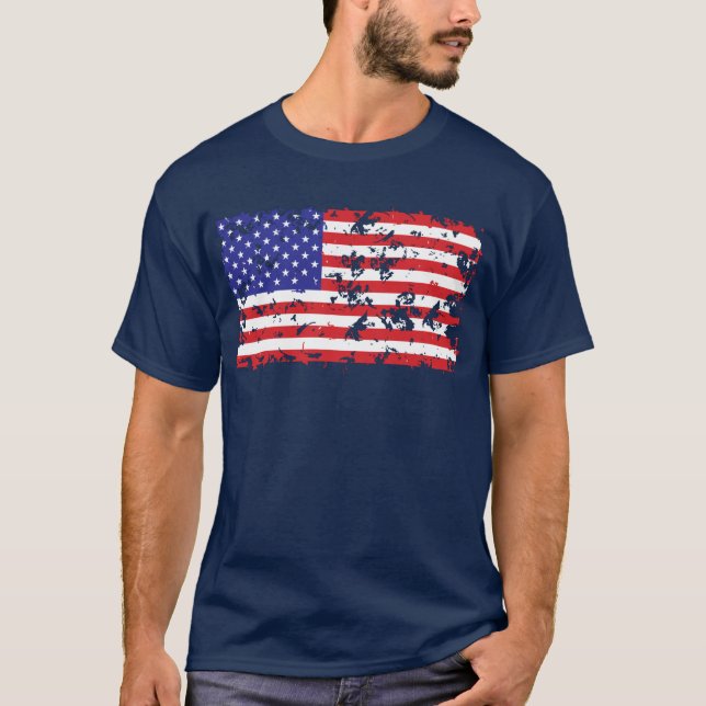 T-shirt Le drapeau américain dans un Motif en détresse (Devant)