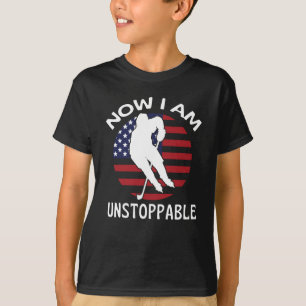 T-shirt Le Drapeau Américain Ice Hockey Now I Am Unstopabl