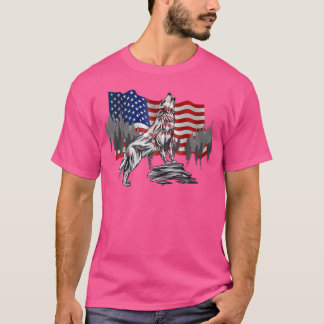 T-shirt Le drapeau américain rencontre le loup