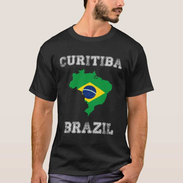 T-shirt Le drapeau brésilien de Curitiba, rétro (Devant)