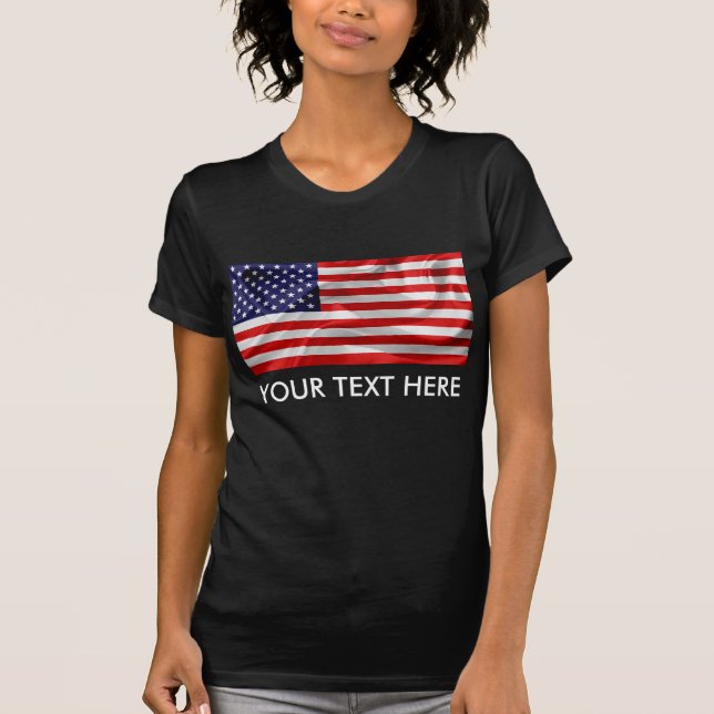 T-shirt Le drapeau des États-Unis d'Amérique Noir (Devant)