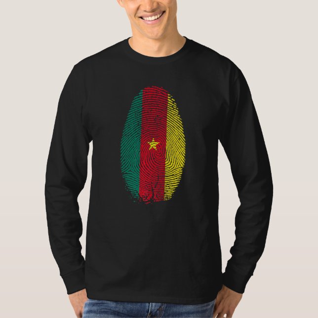 T-shirt Le Drapeau Du Cameroun Empreinte C'Est Dans Mon Dn (Devant)