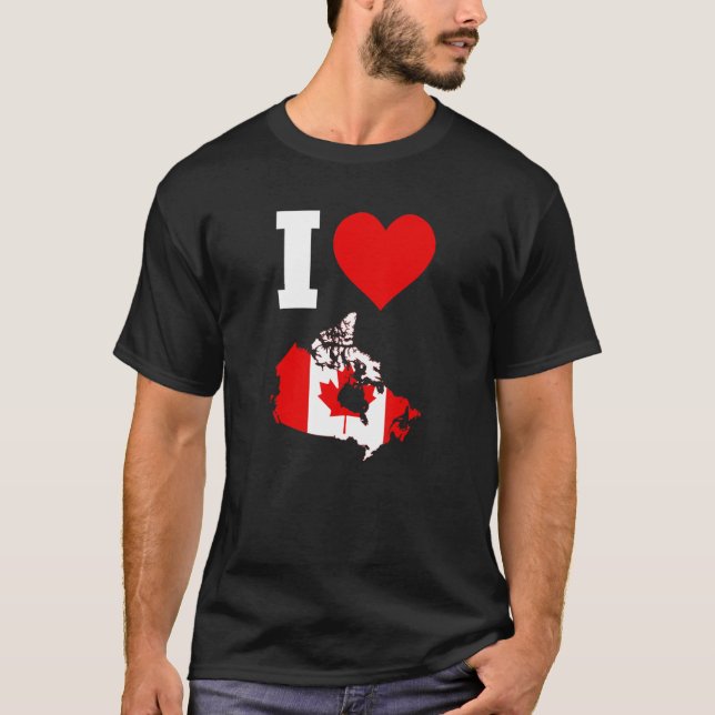T-shirt Le drapeau du Canada J'aime Canada (Devant)