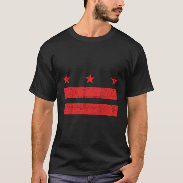 T-shirt Le Drapeau Du District De Columbia Déchiré - Laver (Devant)