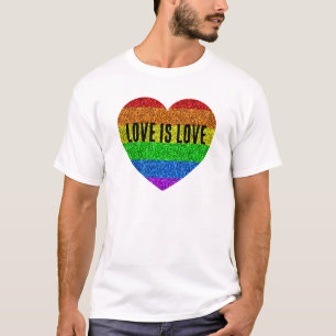 T-shirt Le drapeau LGBT éclatant l'amour du coeur est amou