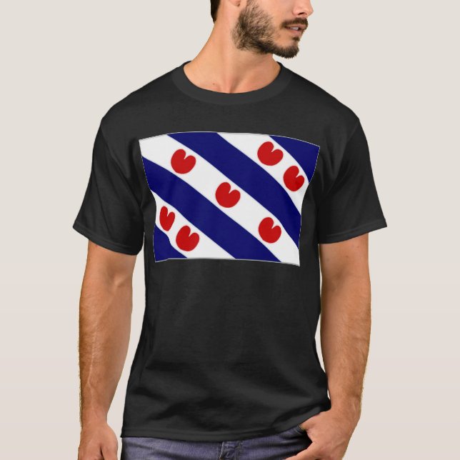 T-shirt Le drapeau néerlandais de la Frise (Devant)