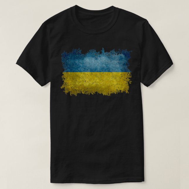 T-shirt Le drapeau ukrainien de l'Ukraine en état de détre (Design devant)