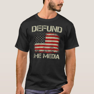 T-shirt Le Drapeau vintage Américain Défie Les Médias (