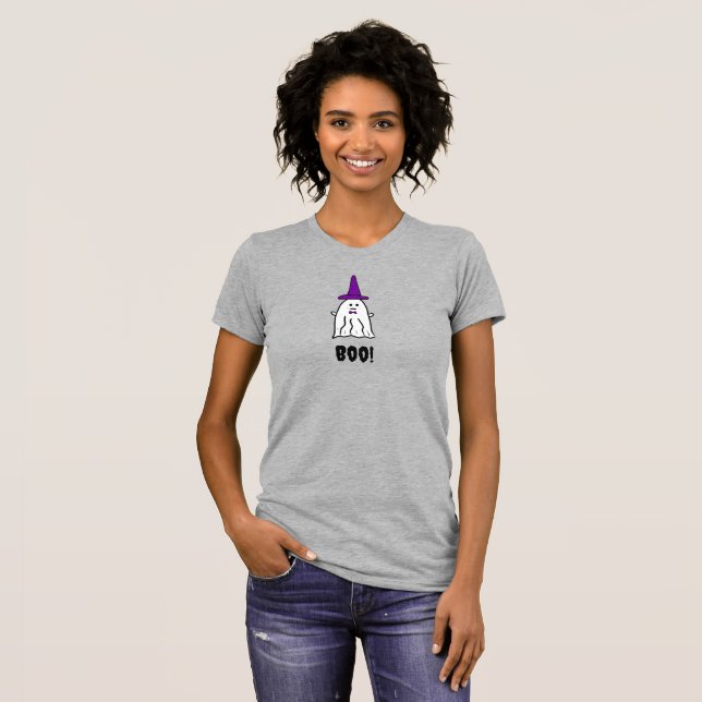 T-shirt Le fantôme d'Halloween Casquette de sorcière (Devant entier)