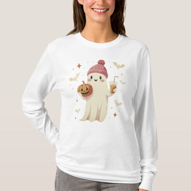 T-shirt Le fantôme tient un citrouille (Devant)