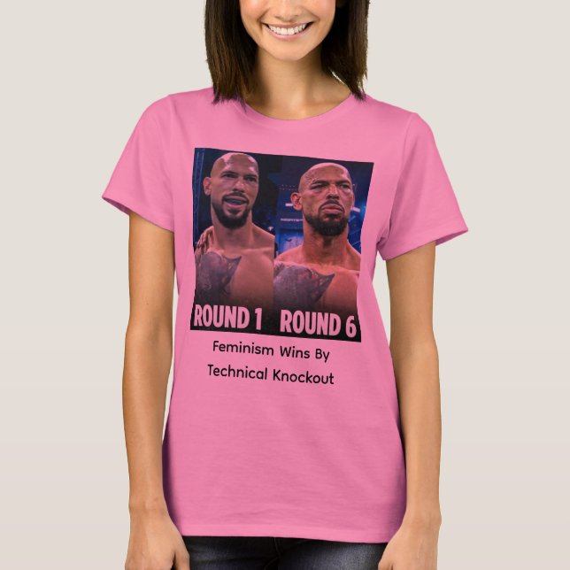 T-shirt Le féminisme gagne par knockout technique (Devant)