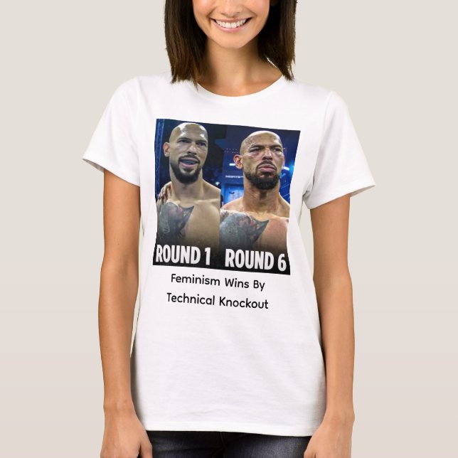 T-shirt Le féminisme gagne par knockout technique (Devant)