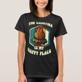 T-shirt Le Feu De Camping Est Mon Endroit Heureux Camping 