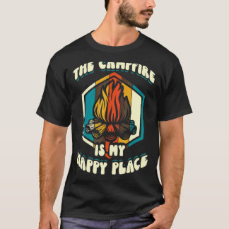 T-shirt Le Feu De Camping Est Mon Endroit Heureux Camping 