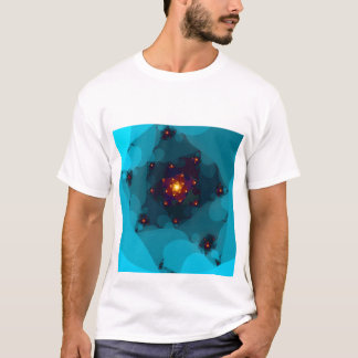 T-shirt Le feu de glace. Bleu de la fractale art.
