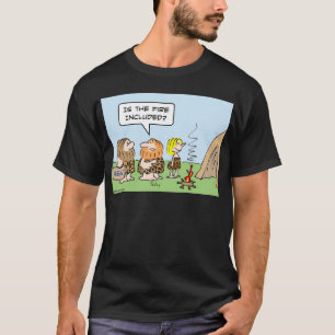 T-shirt le feu d'objet immobilier d'homme des cavernes