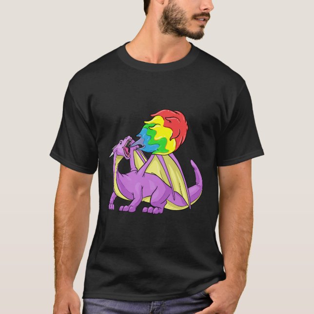 T-shirt Le feu du dragon LGBT respirant le cadeau drôle (Devant)