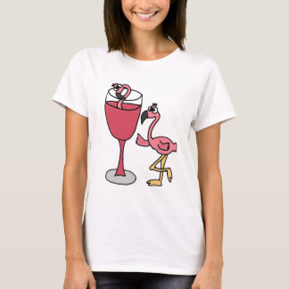 T-shirt Le Flamant rose rose rougissent dedans verre de