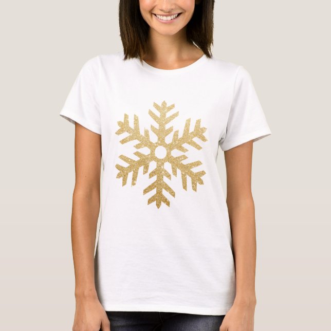 T-shirt Le flocon de neige d'or de Noël de parties (Devant)