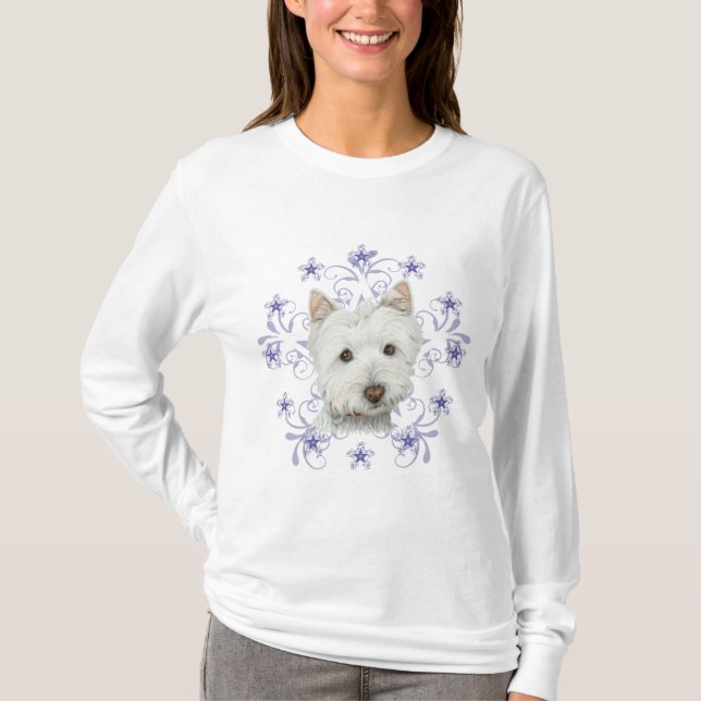 T-shirt Le flocon mignon d'art et de neige de chien de (Devant)