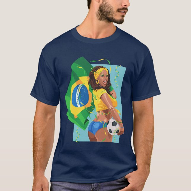 T-shirt Le football de ballon de football du Brésil (Devant)