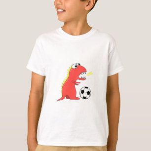 T-shirt Le football drôle de dinosaure de bande dessinée