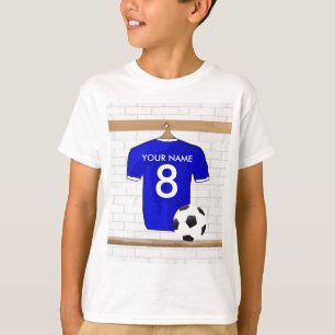 T-shirt Le football Jersey blanc bleu personnalisé du
