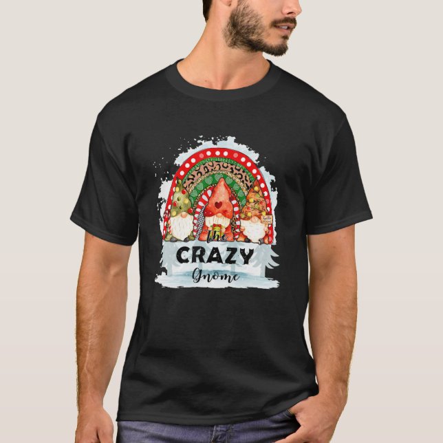 T-shirt Le fou Gnome Correspondant Noël Rainbow Leopard (Devant)