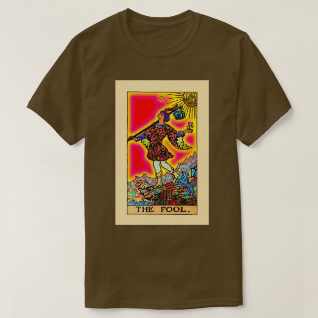 T-shirt Le fou tarot psychédélique en arc-en-ciel (Design devant)