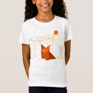 T-Shirt Le Fox mignon d'origami est lumière heureuse