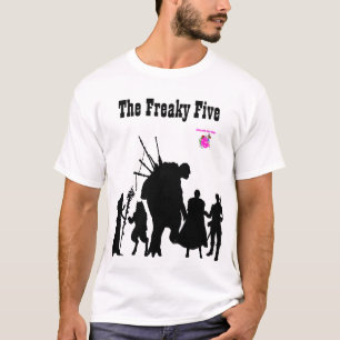 T-shirt Le Freaky Five en silhouette noire sur blanc