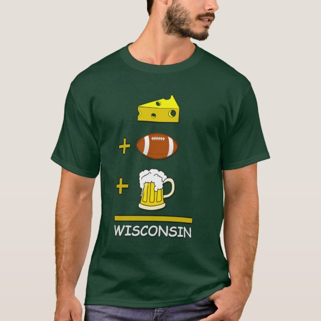 T-shirt Le fromage plus le football plus la bière égale le (Devant)