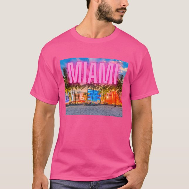T-shirt Le front de mer pittoresque de Neon Miami (Devant)