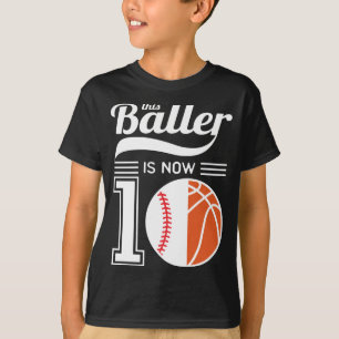 T-shirt Le garçon a 10e anniversaire, Baller Baseball Bask