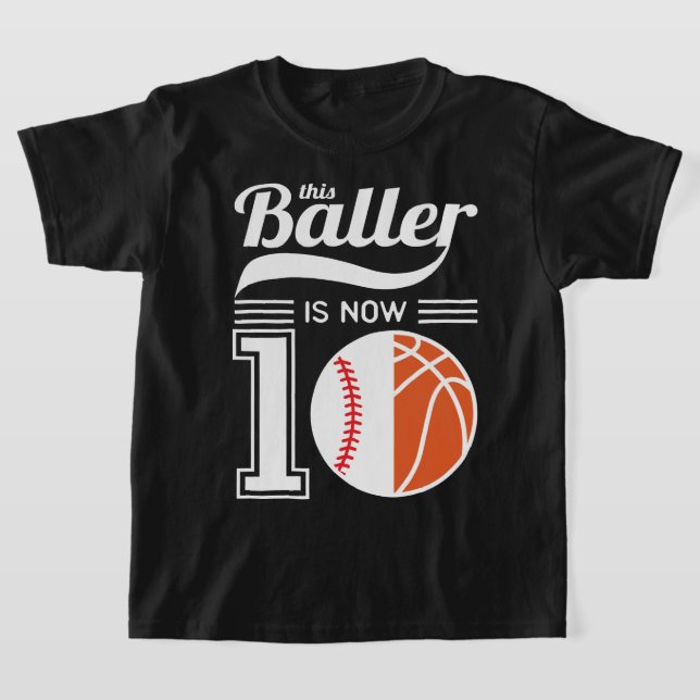 T-shirt Le garçon a 10e anniversaire, Baller Baseball Bask (Poser)