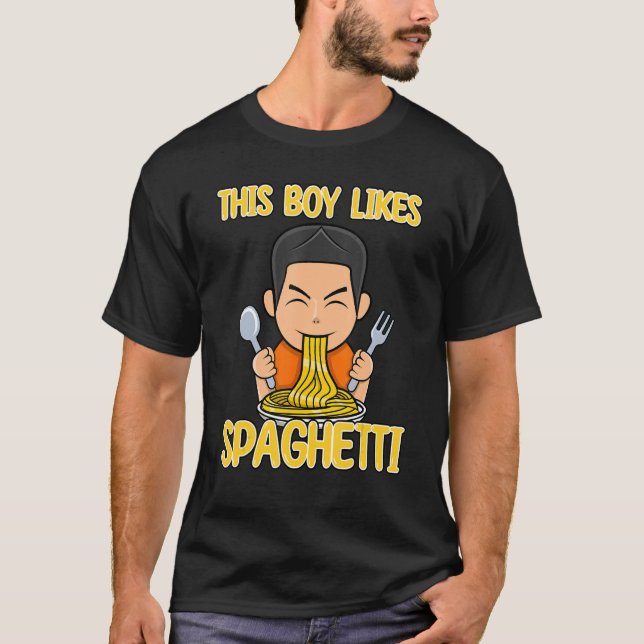 T-shirt Le Garçon Aime Spaghetti Italien nouilles Chef (Devant)