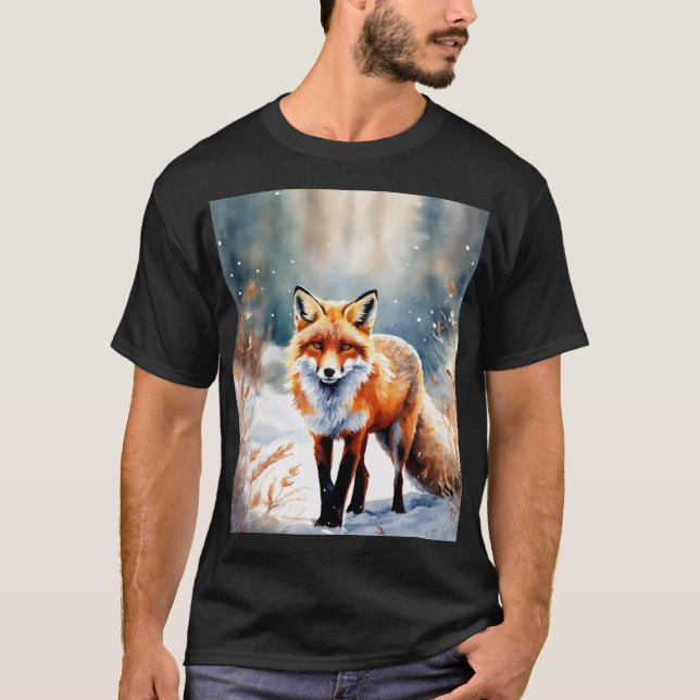 T-shirt Le gardien d’hiver : le renard dans la neige (Devant)