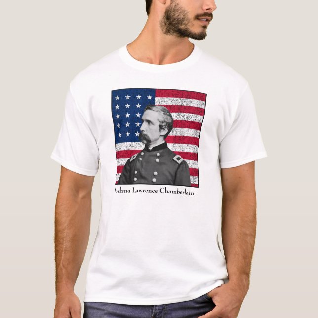 T-shirt Le Général Chamberlain et le drapeau américain (Devant)