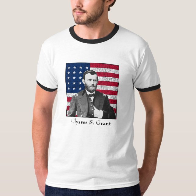 T-shirt Le Général Grant et le drapeau américain (Devant)