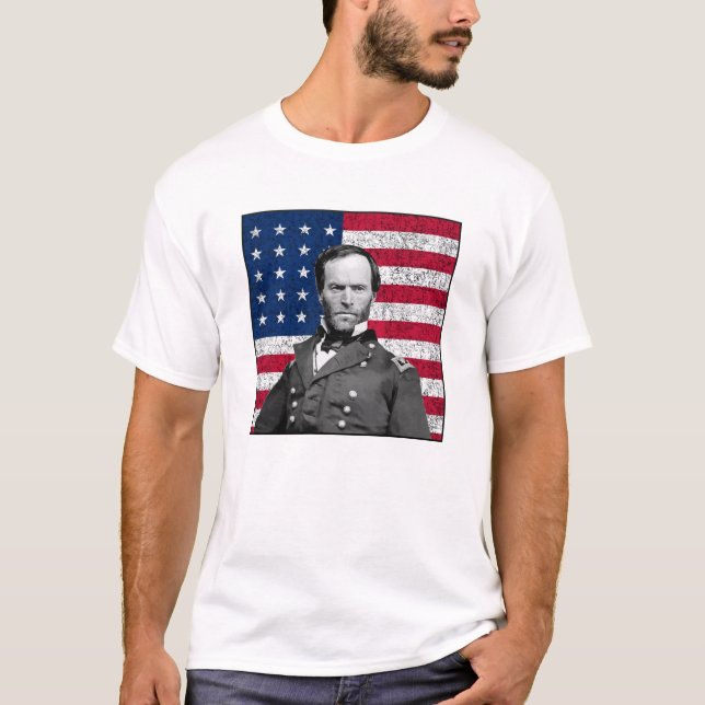 T-shirt Le Général Sherman et le drapeau américain (Devant)